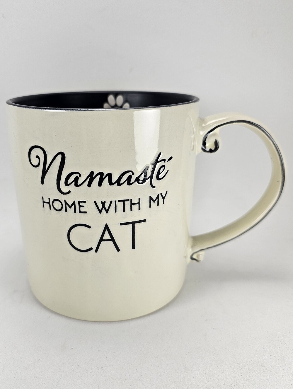 Wrought Studio "Namastay Home with My Cat" ceramic coffee mug